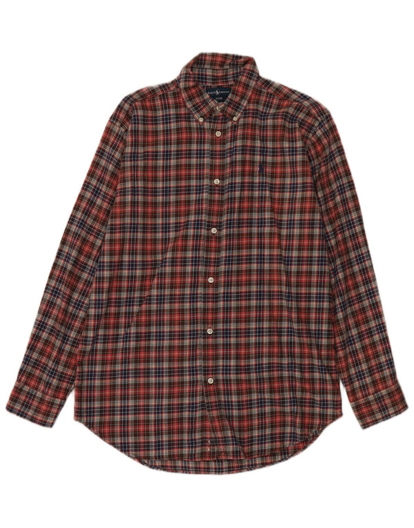 Ralph Lauren drenge flannel skjorte 15-16 år XL rød ternet bomuld