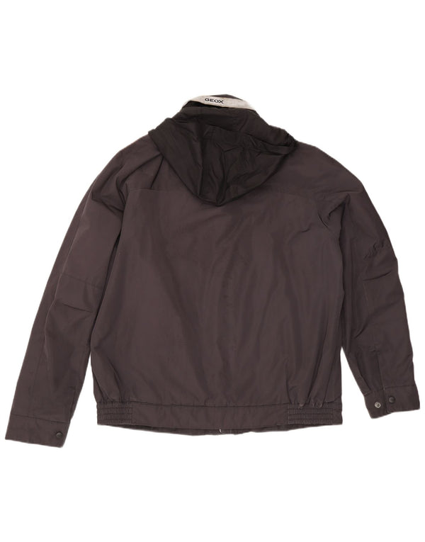 Geox Herre Respira Hooded Bomber Jacket UK 46 3XL Sort Polyamid