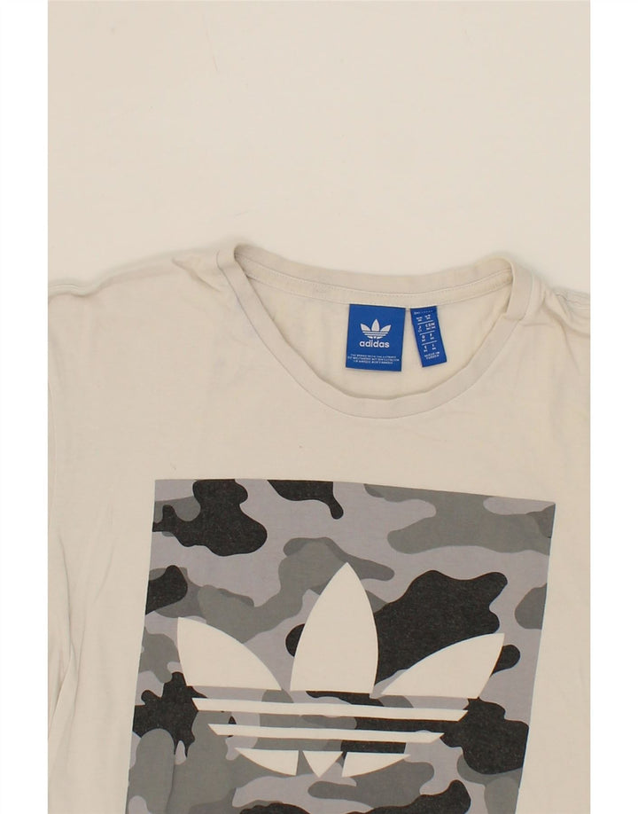 ADIDAS Mens Graphic T-Shirt Top Medium White Cotton Vintage Adidas and Second-Hand Adidas from Messina Hembry 