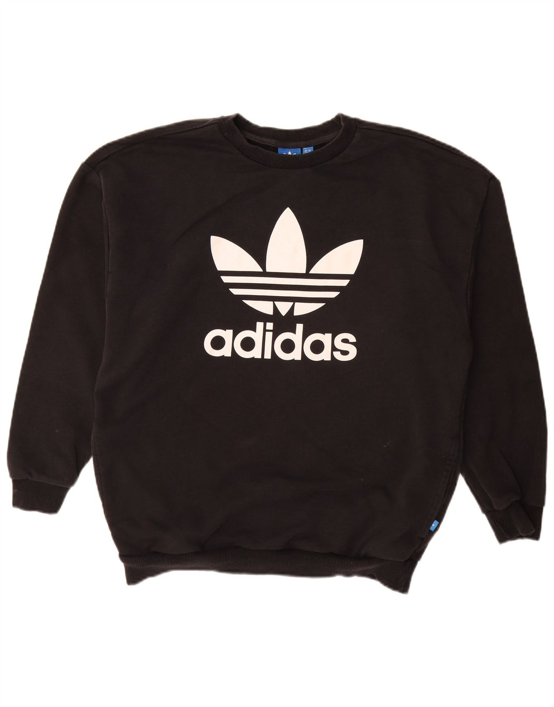 ADIDAS Graphic Sweatshirt Jumper UK 14 Stor sort bomuld