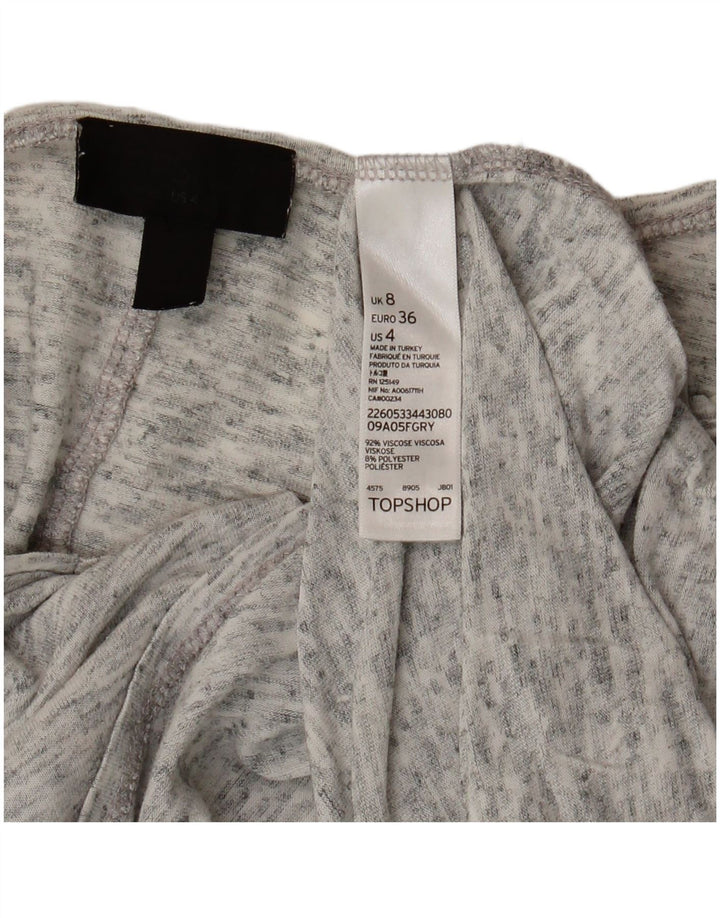 Topshop Dame Oversized Top 3/4 ærme UK 8 Small Grey Flecked Viscose
