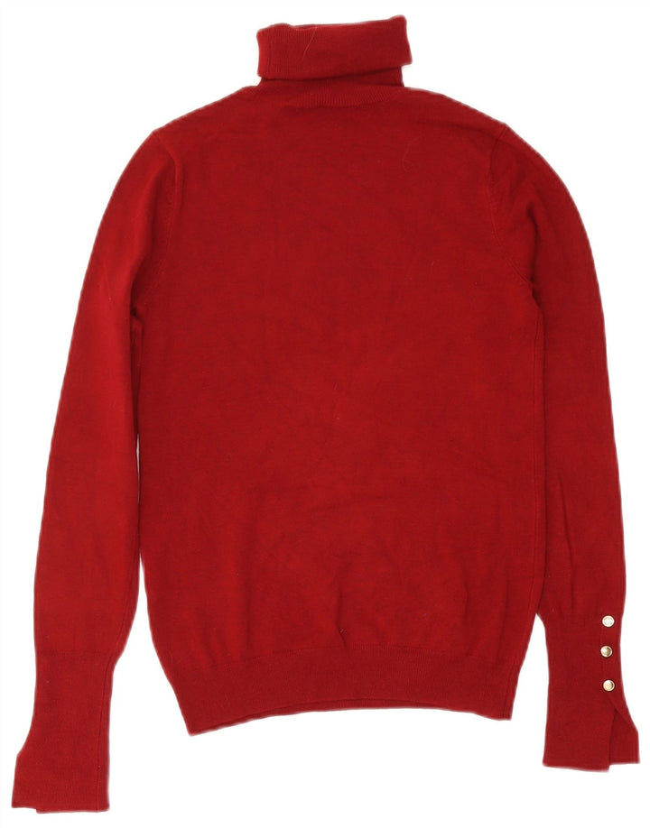 Zara Dame Roll Neck Jumper Sweater UK 12 Medium Burgundy