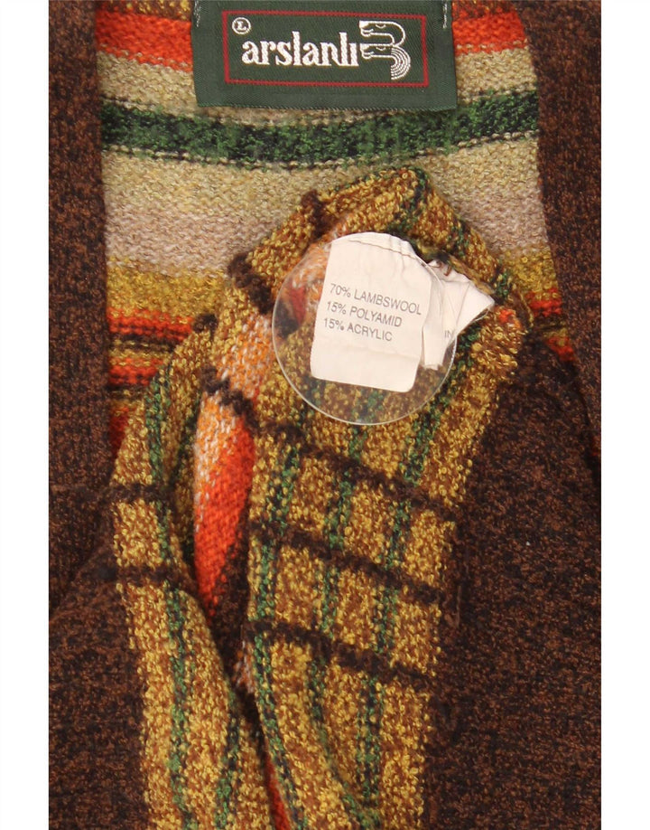 Arslanli Herre cardigan sweater Stor flerfarvet ternet lammeuld