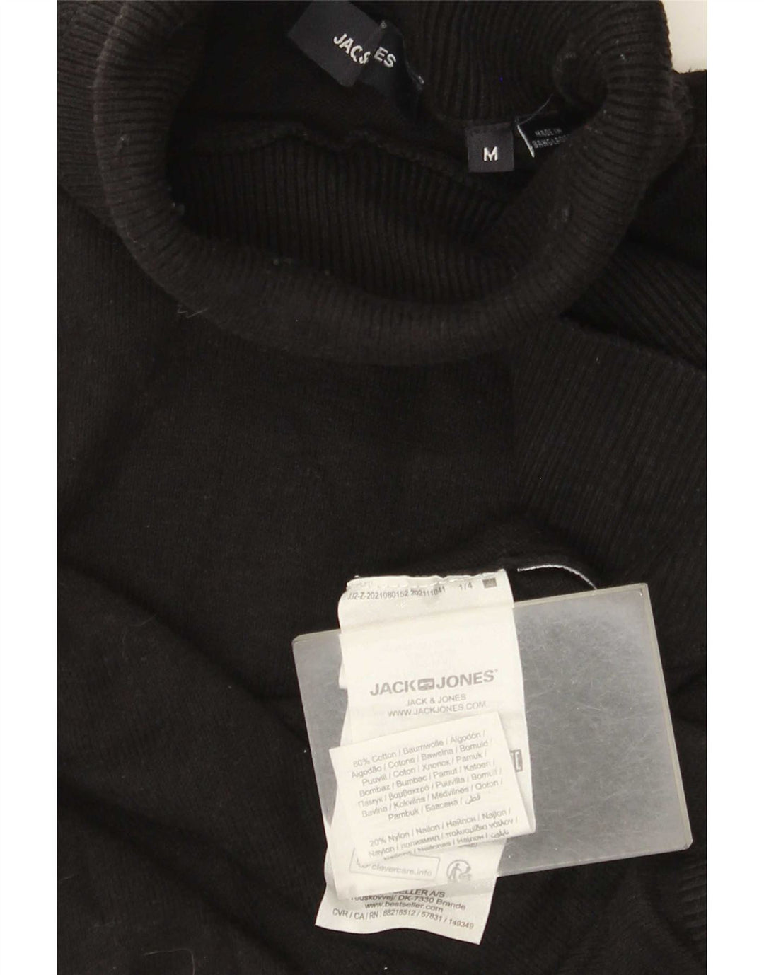 Jack & Jones Herre rullehals sweater Medium sort bomuld