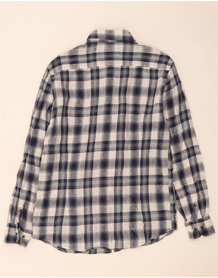 Massimo Dutti herreskjorte stor marineblå ternet linned