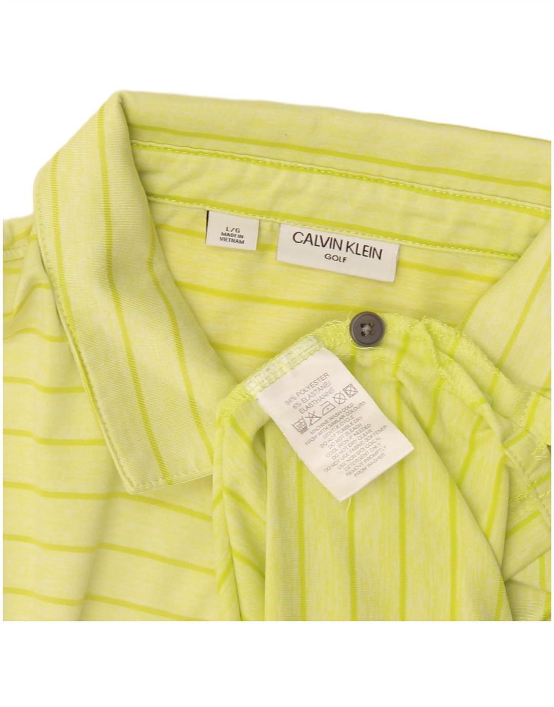 Calvin Klein herre poloskjorte stor gul stribet polyester