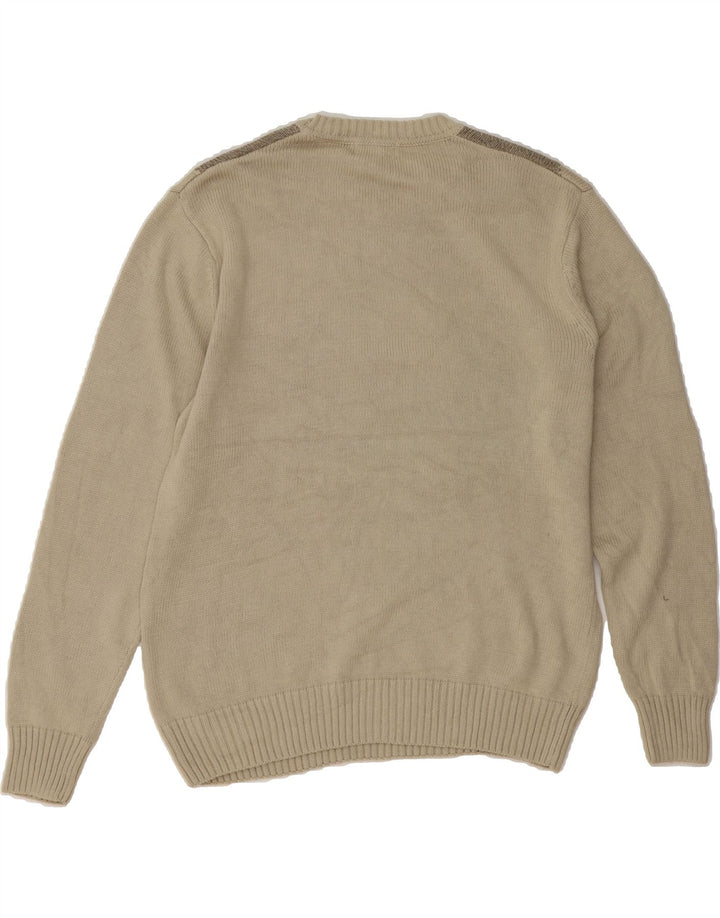 DOCKERS Mens Crew Neck Jumper Sweater Medium Beige Argyle/Diamond Cotton Vintage Dockers and Second-Hand Dockers from Messina Hembry 