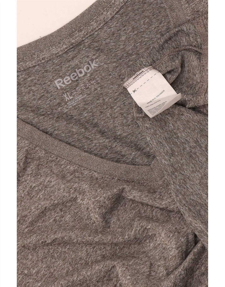 Reebok Dame T-Shirt Top UK 16 Stor Grå Polyester