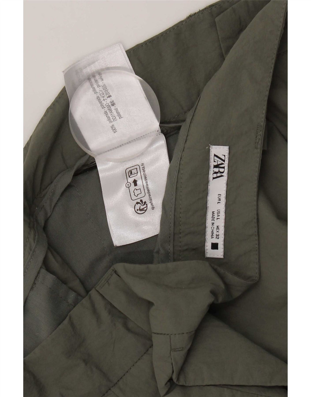 Zara Herre Straight Cargo Bukser Large W32 L28 Khaki Nylon