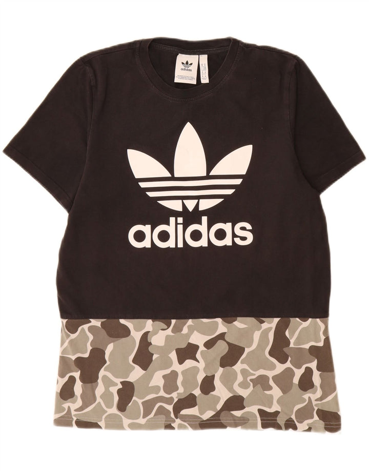 Adidas Herre Grafisk T-Shirt Top Medium Sort Camouflage Bomuld