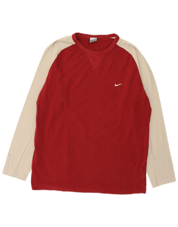 Nike Herre Top Langærmet UK 45/47 XL Burgundy Colourblock Bomuld