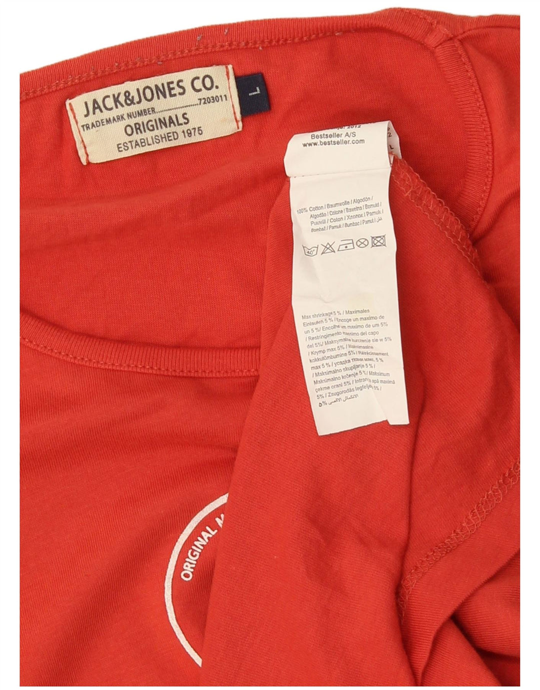 JACK & JONES Herre grafisk top langærmet stor orange bomuld