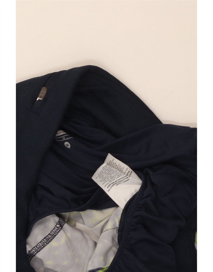 NIKE Dame Dri Fit sportsshorts med abstrakt mønster UK 14 Medium Navy Blue