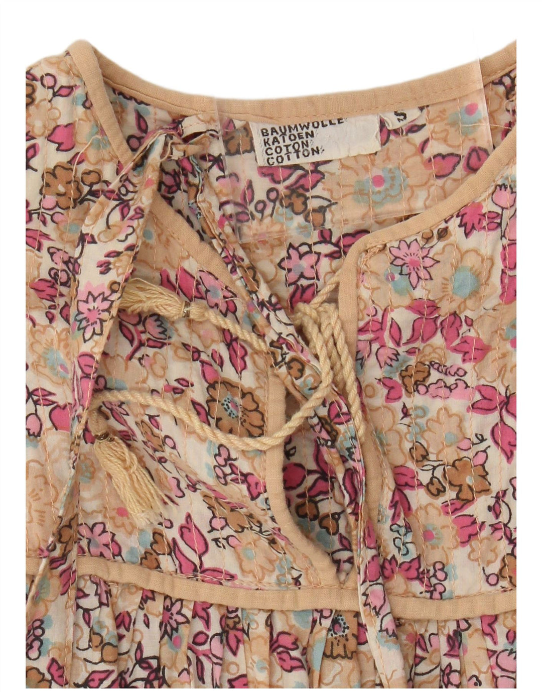 Vintage Kvinders Ærmeløs Tiered Kjole UK 10 Small Multicolored Floral