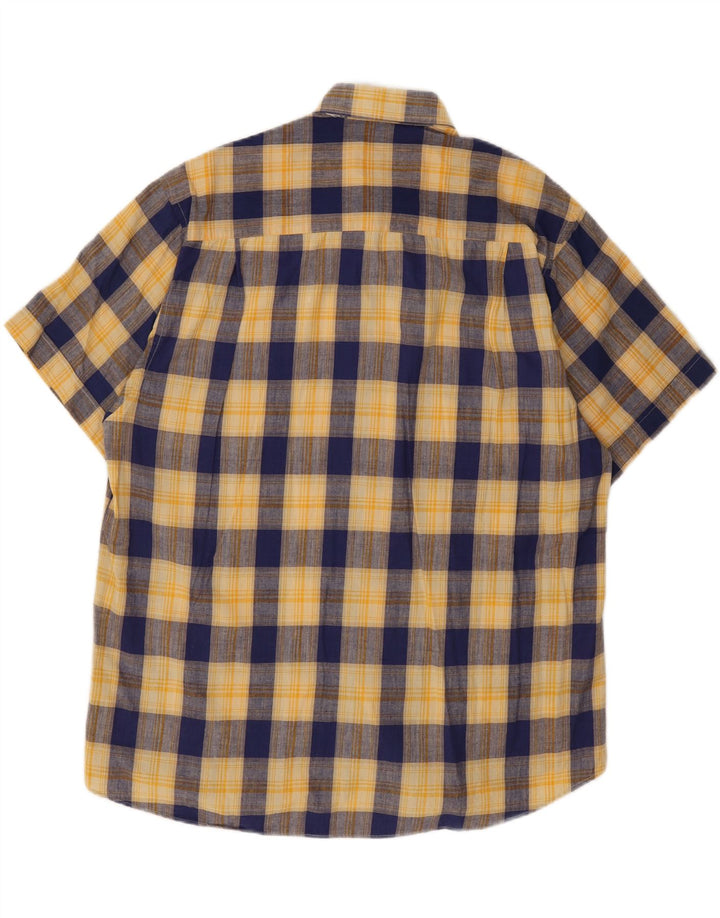 NORFOLK Mens Short Sleeve Shirt XL Yellow Check Cotton Vintage Norfolk and Second-Hand Norfolk from Messina Hembry 