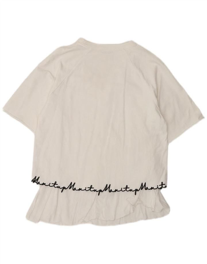 Max & Co. Kvinder grafisk oversize bluse Top UK 10 Lille hvid bomuld