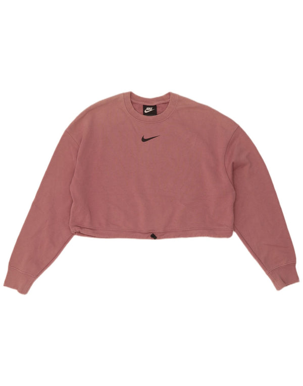 Nike Womens Crop Graphic Sweatshirt Jumper UK 14 Medium Pink Bomuld