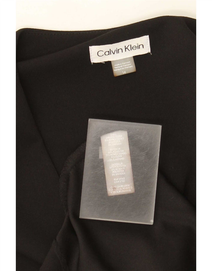 Calvin Klein Dame Ærmeløs Skede Kjole US 14 Stor Sort Polyester