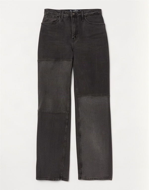 Hollister Vintage straight jeans til kvinder US 00 2XS W23 L33 Grå Colourblock