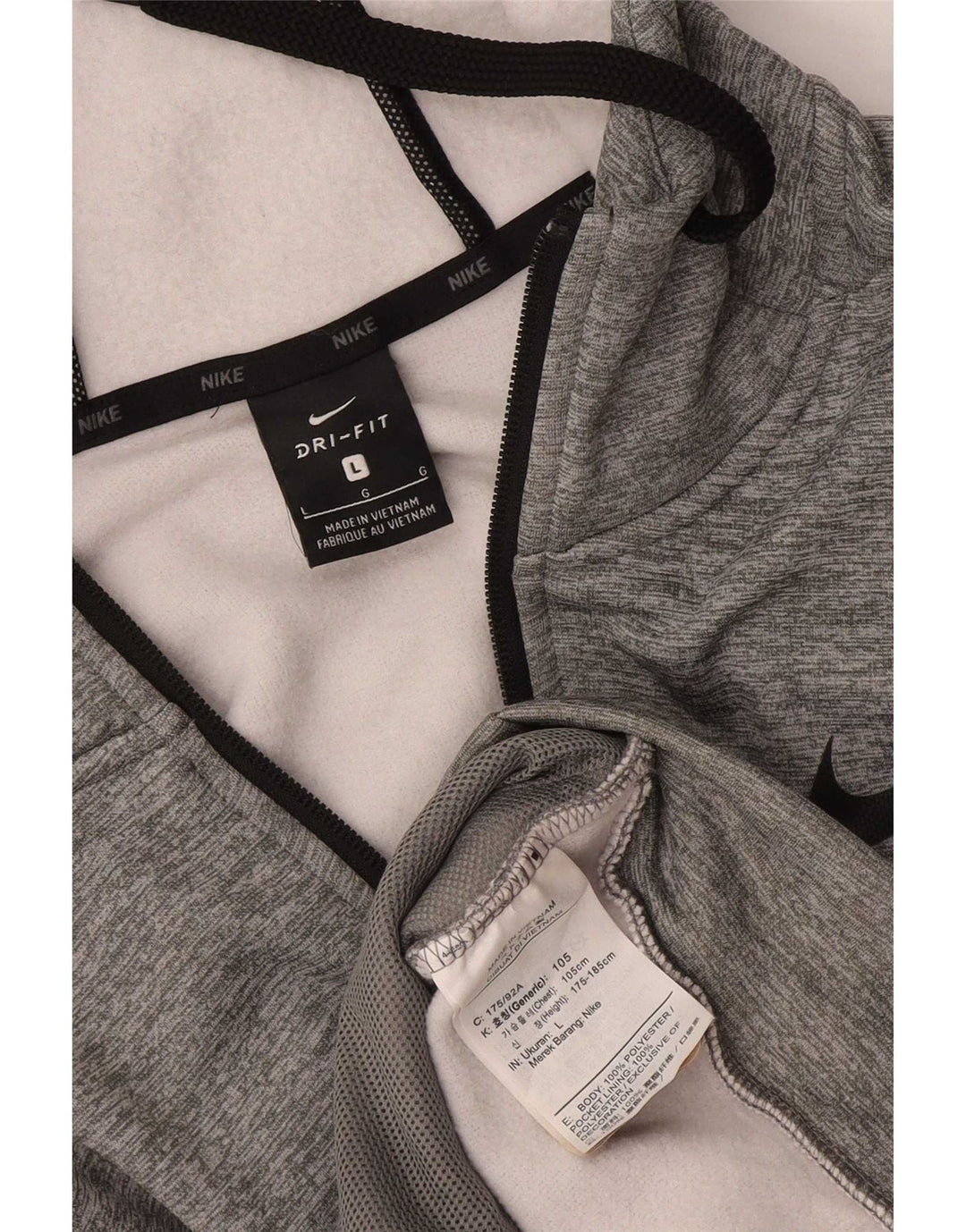 Nike Herre Dri Fit Hættetrøje Sweater med lynlås Large Grå Polyester