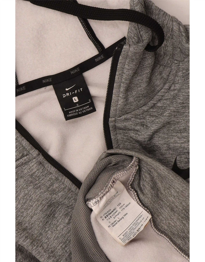 Nike Herre Dri Fit Hættetrøje Sweater med lynlås Large Grå Polyester