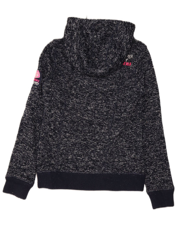 Superdry hættetrøje til kvinder med lynlås UK 6 XS Marineblå Flecked Polyester