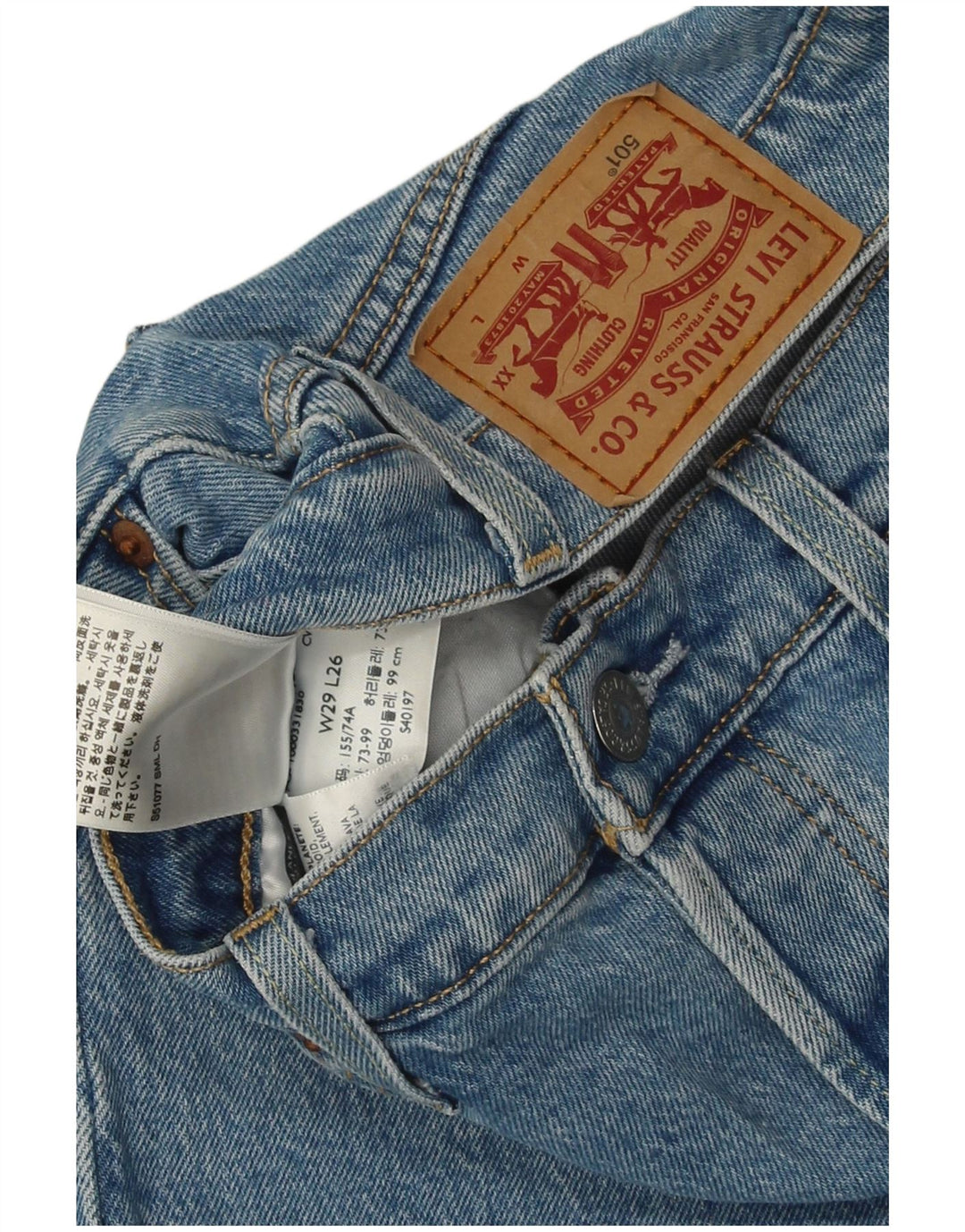 Levi's Dame 501 Straight Jeans W29 L25 Blå Bomuld