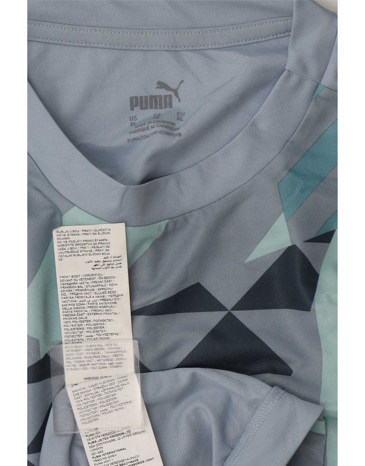 Puma Herre T-Shirt Top XL Blå Geometrisk Polyester