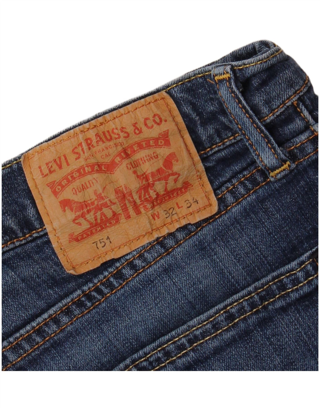 LEVI'S Herre 751 Distressed Straight Jeans W32 L34 Blå