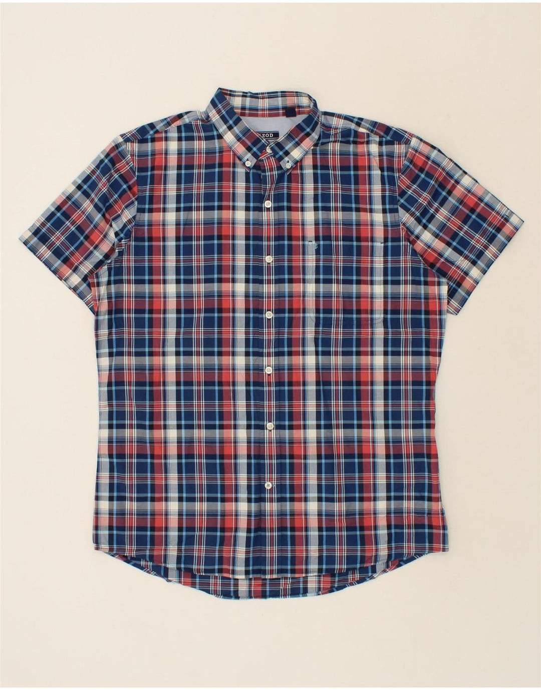 IZOD Mens Short Sleeve Shirt Large Blue Check Cotton Vintage Izod and Second-Hand Izod from Messina Hembry 