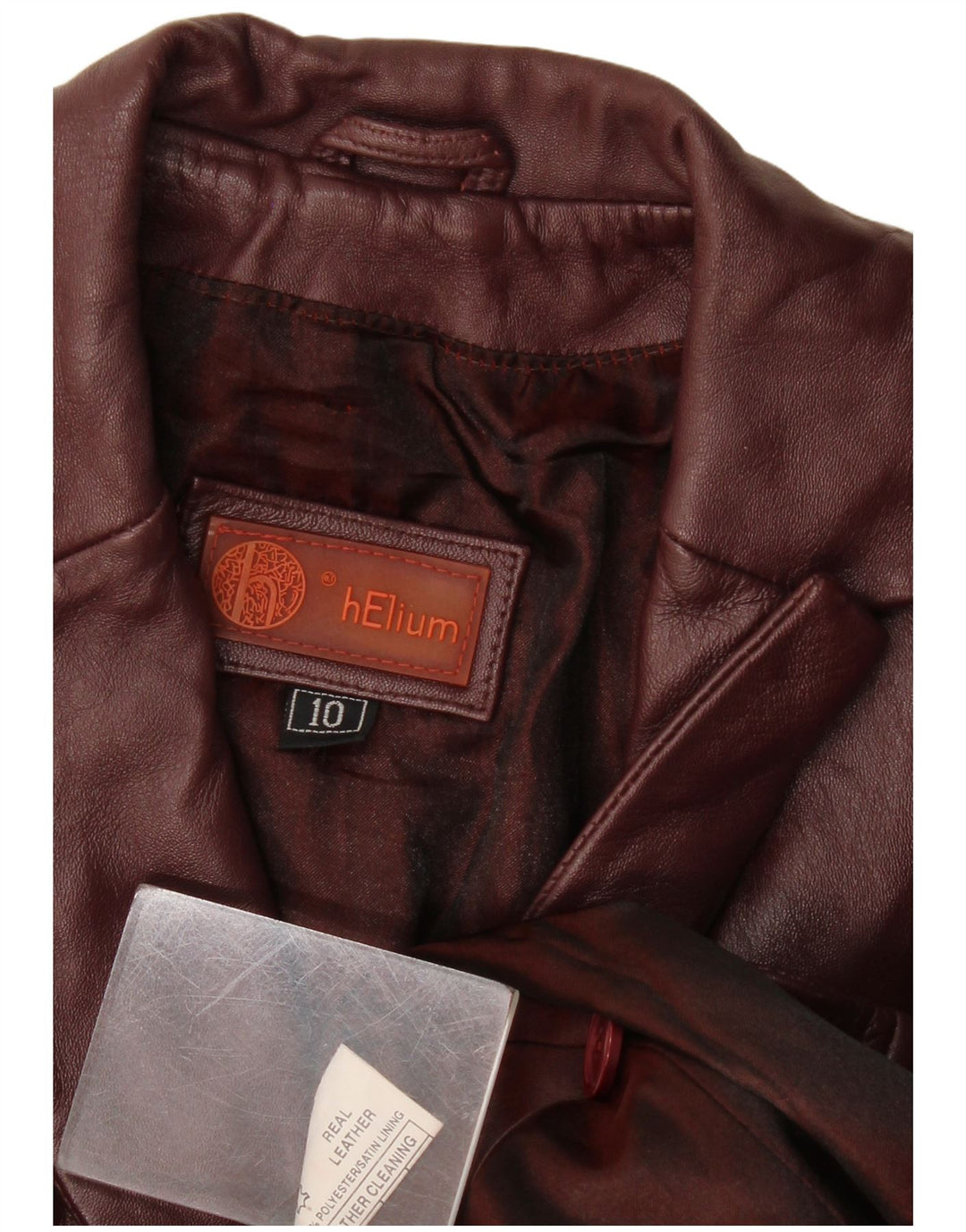 Helium Dame 3-knaps læder blazerjakke UK 10 Small Burgundy