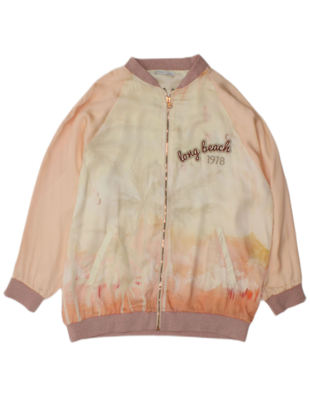 Zara Graphic Bomber Jacket UK 10 Small Multicolor Tie Dye