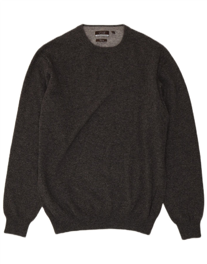 E.B. Firma Herre Crew Neck Jumper Sweater Medium Grey Merino Wool