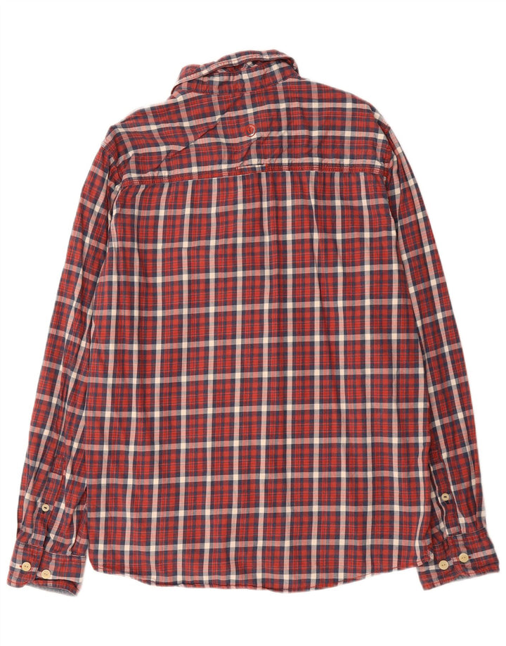 FAT FACE Mens Classic Fit Flannel Shirt Large Red Check Cotton