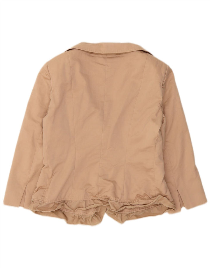 Max Mara Dame Crop 3 Button Blazer Jacket UK 12 Medium Beige Uld