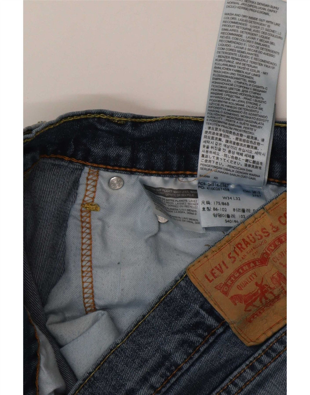 Levi's Straight Jeans til mænd W34 L32 blå bomuld