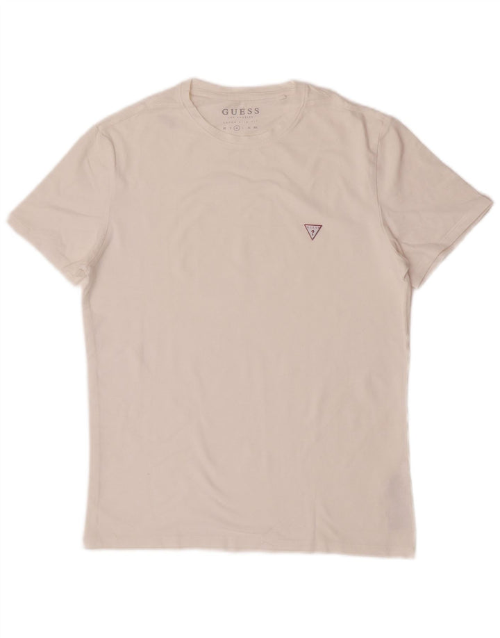 Guess Herre Super Slim Fit T-Shirt Top Medium Hvid Bomuld