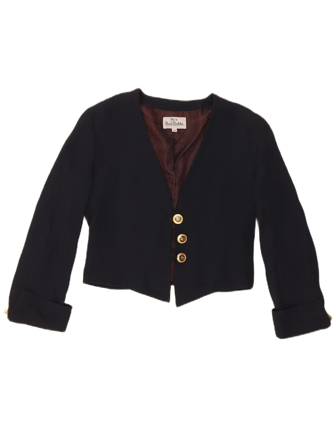Renato Balestra Dame Bolero Jacket IT 42 Medium Navy Blue Argyle/Diamond