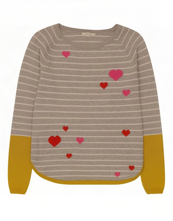 White Stuff Dame Boat Neck Jumper Sweater UK 10 Small Grå Stribet