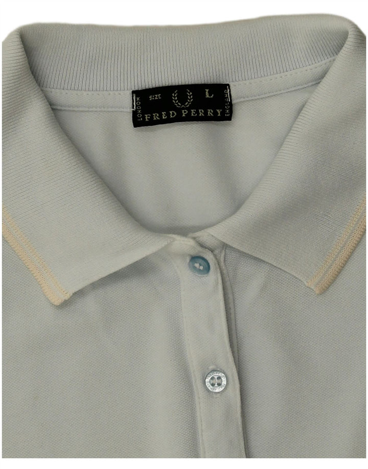 Fred Perry Dame Polo Shirt UK 16 Stor Blå Bomuld