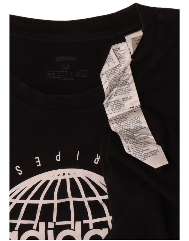 Adidas Tre Stripes Grafisk T-Shirt Top Medium Sort Bomuld