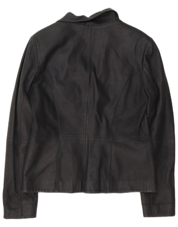 Zara Dame 2 Knaps Læder Blazer Jacket UK 16 Large Sort