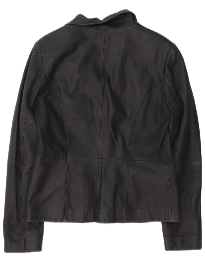 Zara Dame 2 Knaps Læder Blazer Jacket UK 16 Large Sort