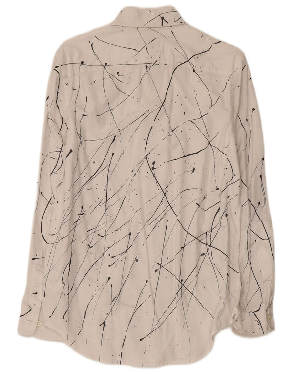 Ralph Lauren Womens Abstract Pattern Relaxed Fit Shirt US 6 Medium White