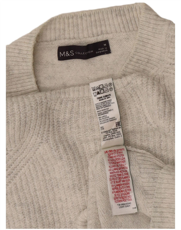 Marks & Spencer Dame Boat Neck Jumper Sweater UK 14 Medium Grey Flecked