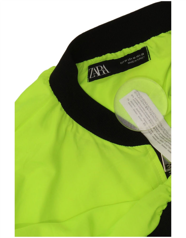 Zara Womens Crop træningsdragt topjakke UK 14 Medium Yellow Colourblock