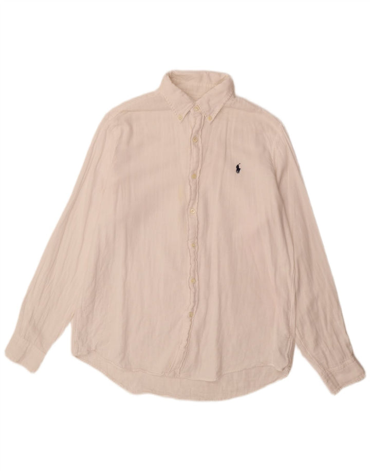 Ralph Lauren Herre Custom Fit skjorte Stor hvid bomuld