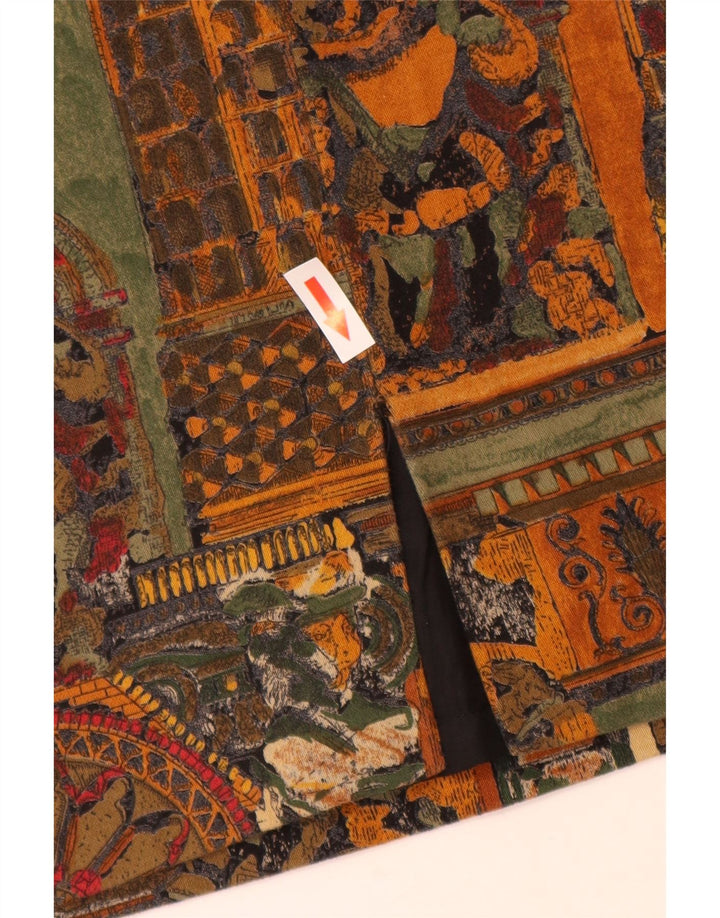 VINTAGE Blyantnederdel til kvinder W28 Mellembrun geometrisk bomuld