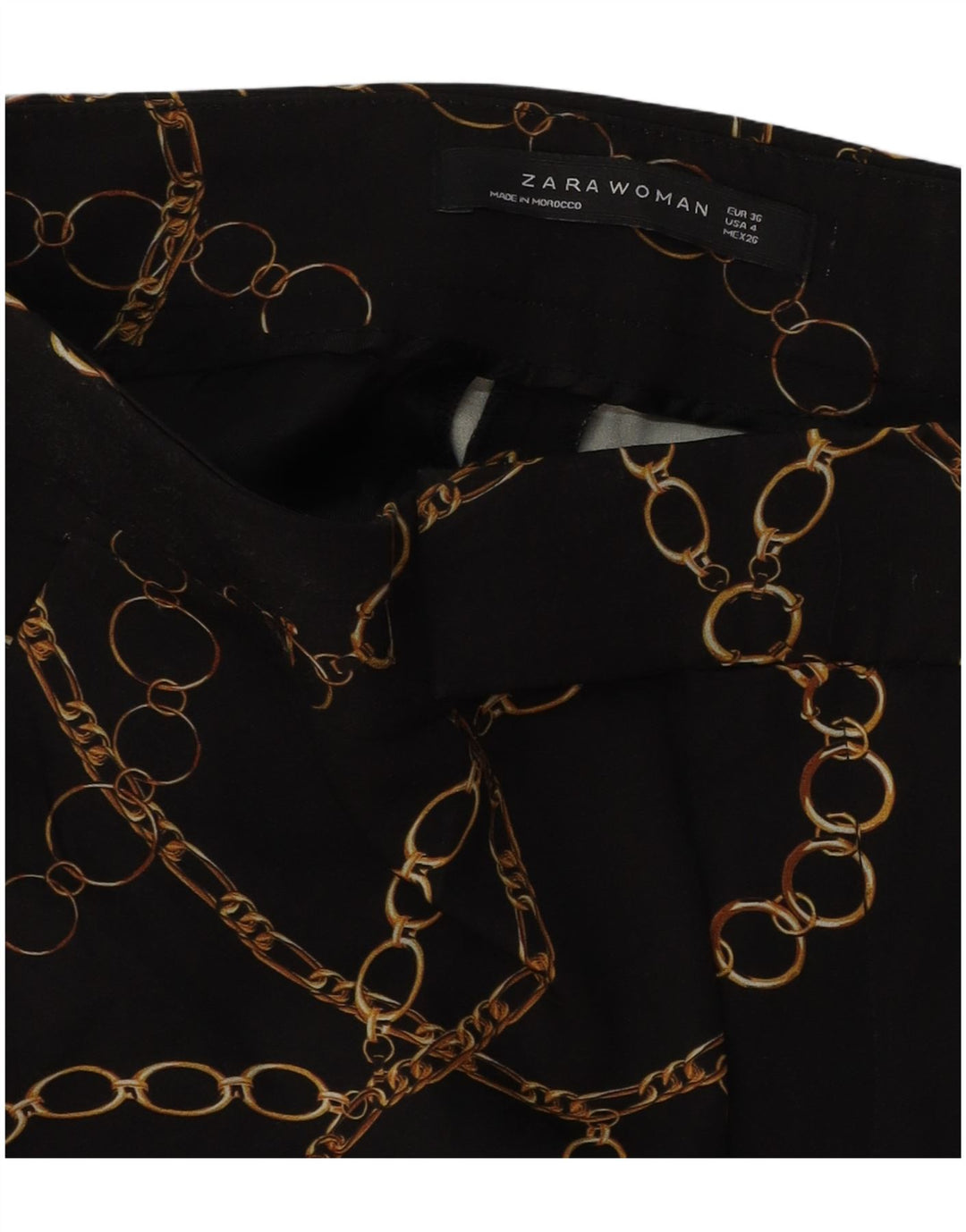 ZARA Womens Abstract Pattern Casual Trousers EU 36 XS W26 L27 Black