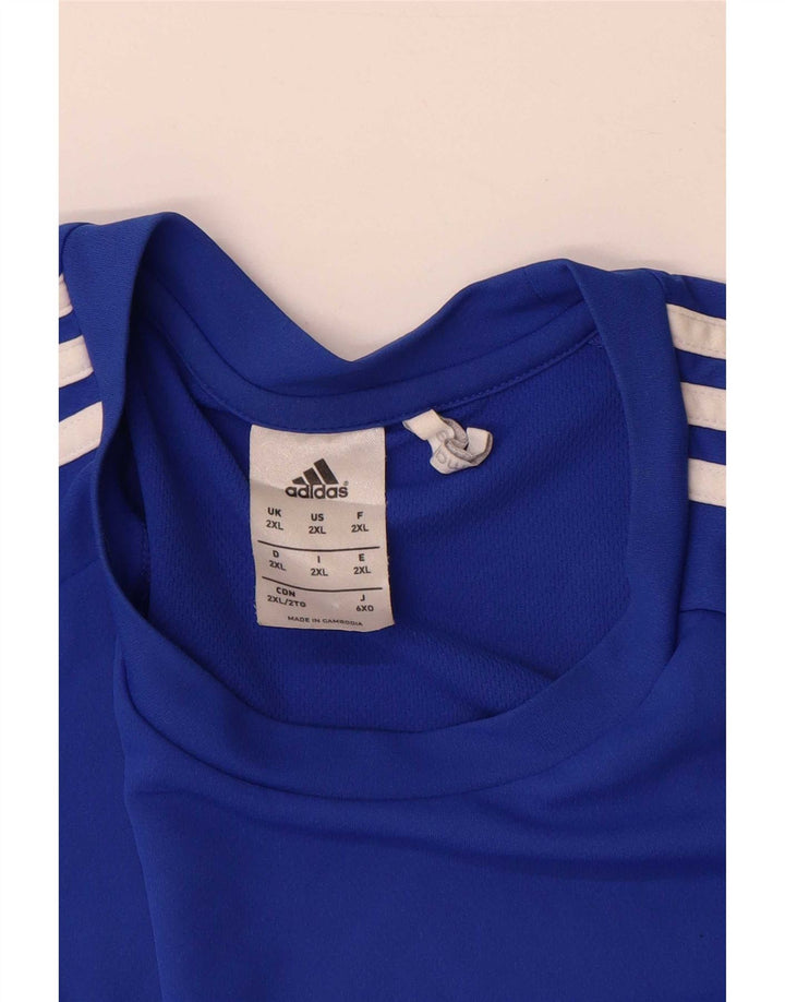 Adidas Herre Climalite T-Shirt Top 2XL Blå Colourblock Polyester
